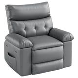 Garvee Power Recliner Rocker Swivel Chair with Heat & Massage – Electric PU Leather Glider, Tall Back, Padded Seat, USB Port, Lift Assist for Living Room, Bedroom, Nursery – Gray - Gray