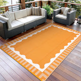 Garvee Reversible Outdoor Rug - Waterproof, UV Resistant Plastic Patio Carpet - Modern Orange & White Design - Easy to Clean, Ideal for Garden, Camping, RV, Deck, 9x18ft, Orange White - Orange