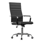 Garvee Ergonomic Mid-Back Executive Office Chair – Black PU Leather Swivel Desk Chair with Arms – Adjustable Height, Modern Conference Room Seating – Black Knockdown - Black