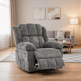 Garvee Oversized Manual Recliner Chair for Adults – Ergonomic Extra Wide Lounge, Breathable Towel Fabric Upholstery, Heavy-Duty Steel Frame, Side Pockets – Comfy for Living Room, Bedroom, Home Theater – Towel fabric | gray - Terry Cloth&Gray