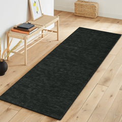 Garvee Washable Runner Rug for Hallway – Modern Solidified Black Carpet – Low Pile, Non-Slip, Soft & Blot Resistant – Ideal for Kitchen, Bedroom, Living Room – 2x6ft, Black - Black
