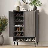 Garvee Large Shoe Cabinet with Doors, 6 Tier Shoe Storage Cabinet with Adjustable Shelves, Freestanding Shoe Rack Cabinet Organizer for Entryway, Hallway, Living Room,Grey
