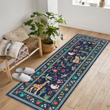 Garvee 2' x 6' Vintage Boho Distressed Animal Print Modern Abstract Runner Rug, Washable Non-Slip Low-Pile Soft Rug for Hallway & Kitchen, Blue/Purple - Blue/Purple
