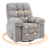Garvee 360° Swivel Rocking Recliner Chair, Massage Rocker Recliner Chair with Vibration and Heat,Oversized Rocker Recliner Single Sofa with Side Pocket, Living Room, Bedroom, Nursery, Gray - Gray