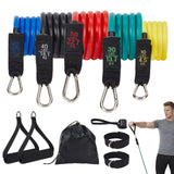 Garvee 5 Levels Stackable Resistance Bands Set - Multi-Color TPE Tubes 10-50LB up to 150LB with Handles, Door Anchor & Ankle Straps for Full Body Workout - Multi Color