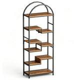 Garvee Industrial Arched 4-Tier Open Bookcase with Metal Frame - Tall Storage & Display Shelves for Home Office, Living Room or Bedroom - Vintage Color, 60" - Brown