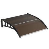 Garvee 40" x 40" Polycarbonate Door & Window Awning Canopy, UV & Rain Protection Outdoor Cover with Plastic Steel Brackets, Brown - Brown