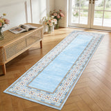 Garvee Soft Area Rug Runner - Modern Washable Low Pile Carpet, Non-Slip & Mark Resistant - For Bedroom, Hallway, Kitchen, Living Room - Light Blue, 2x6ft - Light Blue