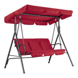 Garvee 3-Seat Outdoor Swing Chair – Heavy-Duty Steel Frame, Adjustable Waterproof Canopy, Soft Cushions, Comfortable Patio Glider Bench for Garden, Backyard, Patio, Red - Pure Red