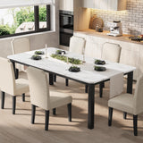 Garvee Industrial Dining Table for 8-10 – Large Rectangular Kitchen & Dining Table – Sturdy Metal Frame – Waterproof High Density MDF – Versatile Use for Home, Restaurant, Office – Marble White, 2 Meters