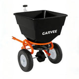 Garvee 130 lbs Tow-Behind Broadcast Spreader, Lawn & Garden Fertilizer Seeder with 10" Pneumatic Tires, Adjustable Flow Control, Waterproof Cover & Sieve for Seed, Salt, Ice Melt & Sand