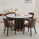 Garvee Modern Upholstered Dining Chairs – Set of 6, Linen Fabric, Curved Wing Back, Thick Cushions, Solid Wood Legs, Dining & Living Room Accent – Brown, 3 Boxes | 6PCS Linen | Brown