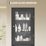 Garvee 67" Tall Slim Bathroom Storage Cabinet with Glass Doors – Adjustable Shelves, Anti-Tip – Freestanding Linen Organizer – Space-Saving for Bathroom, Kitchen – Black