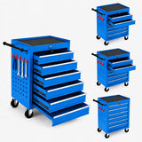 Garvee 24" Rolling Tool Chest with Wheels - 6-Drawer Lockable Steel Tool Storage Cabinet & Tool Cart - Drawer Liners - Portable Organizer for Garage Workshop Auto Repair - Blue