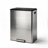 Garvee Dual Compartment Kitchen Trash Can & Recycling Bin, 10.5 Gallon (20L+20L) - Stainless Steel - Soft-Close Lid, Step Pedal, 2 Removable Buckets, Odor & Fingerprint Resistant - Color: Stainless Steel - Stainless Steel Color