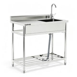 Garvee Stainless Steel Utility Basin Freestanding with Right Basin & Left Workbench - 39x20x37in Single Bowl, Commercial Restaurant basin for Garage, Laundry, Indoor/Outdoor - 100 Extra Filter Screens & 4 Hooks