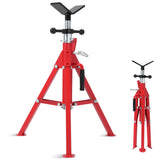 Garvee Heavy Duty V-Head Pipe Support Stand - Adjustable Height 20-38in - 2500 lbs Load - Collapsible Tripod with Non-Slip Legs - Fits 1/8"-12" Pipes - For Welding, Threading, Automotive, Workshop - Electrical Bracket - Size: 20-38in