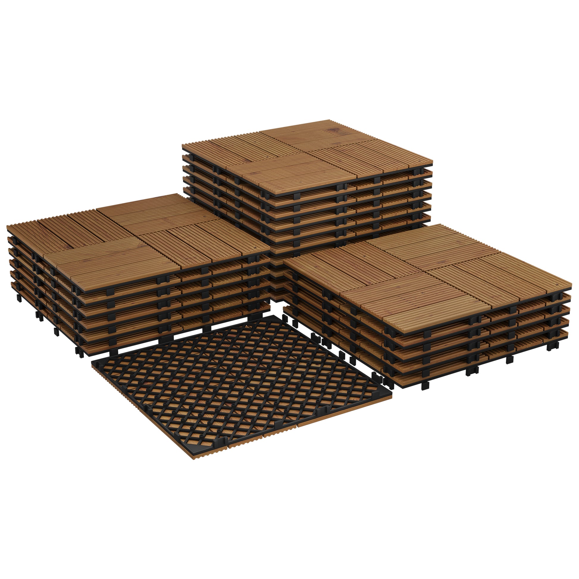 Garvee Acacia Wood Connected Deck Tiles