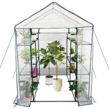 Garvee Spacious Walk-In Greenhouse for Outdoor Gardening – 6 Shelves, Sturdy Steel Frame, Roll-Up Zippered Door, Anchors & Ropes, Portable Plant House – Ideal for Patio, Backyard, Garden – White, 143×143×195cm - White