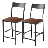 Garvee Modern PU Leather Counter Height Bar Stools Set of 2 – Brown Upholstered Patio Chairs with Curved Iron Backrest & Footrest – 24'' Seat Height, 300 lbs Capacity – Outdoor Bar Stools for Kitchen Island, Dining Room, 2-Pack, Brown - Brown Pu Leather