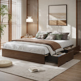 Garvee Bed Frame with 2 Storage Drawers, Wooden Low Profile Bed Frame, No Headboard, Wood Slat Support, Noise Free, No Box Spring Needed, Easy Assembly