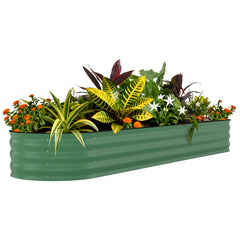 Garvee 8x2x1.5 ft Galvanized Raised Garden Bed – Outdoor Metal Planter Box for Flowers, Vegetables & Herbs – Rust-Resistant, Easy Assembly, Anti-Cut Strips – Green, 240x60x45cm - Green