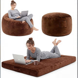 Garvee Oversized Bean Bag Chair Bed, Flannel Lazy Sofa with High Resilience Memory Foam and Removable Cover - Brown