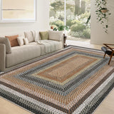 Garvee 6' × 9' Printed Farmhouse Bordered Area Rug, Washable Non-Slip Low-Pile Stain-Resistant Rug for Living Room & Bedroom, Orange/Green Multi - Multi-Natural