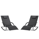 Garvee Outdoor Chaise Lounge Chair, Black Recliner with Removable Pillow, Ergonomic Backrest and Portable 1-Piece Design for Patio, Lawn and Poolside