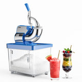 Garvee Commercial Ice Crusher Machine with 4 Blades, 2000RPM 750LBS/H Ice Shaver with 2LBS Hopper Capacity, 350W Stainless Steel Snow Cone Machine for Home Use, Bars, Cafes, Parties, Blue - Blue