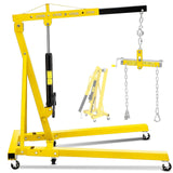 Garvee 2 Ton Hydraulic Engine Hoist with Lever Stabilizer, 4 Adjustable Boom, High-Strength Steel, 6 Swivel Casters, Foldable Design for Auto Repair - Yellow