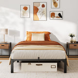 Garvee Heavy Duty Metal Platform Bed Frame - Twin Size, 10 Inch High, Reinforced Steel Slats, Under Bed Storage, Noise-Free, Easy Assembly, No Box Spring Needed, Supports 800 lbs, Black - Black|10 Inch Hight