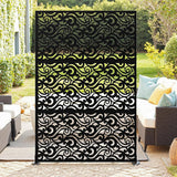 Garvee 72" X 47" Tall Metal Privacy Screen,3-Panel Freestanding Outdoor Divider Weather-Resistant for Patio/Garden/Deck,Black/Auspicious Clouds - Black Auspicious Clouds