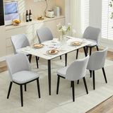 Garvee Upholstered Fabric Dining Room Side Chairs, Chair for Dining Room with Padded Seat and Wood Legs(Set of 6) - Linen | Gray