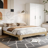 Garvee King Size Wood Bed Frame with Strong Slats, No Box Spring, Engineered Wood, Minimalist Design, Multiple Sizes, Bedroom - Ash
