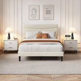 Garvee Modern & Storage-Friendly – Full Size Upholstered Platform Bed Frame with Headboard, Strong Wood & Steel Slats, Ample Underbed Storage, Noise-Free, Easy Assembly, No Box Spring Needed – Light cream Soft fabric, Full, light cream soft fabric fabric - Beige
