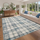 Garvee Large Area Rug 10x13 Rug for Living Room Modern Washable Rug Farmhouse Non Slip Non Shedding Throw Rugs Low Pile Stain Resistant Carpet for Bedroom Office Dining Room Nursery Blue&Beige