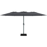 Garvee 9' × 15' Large Patio Umbrella, 98% UV Protection, 12-Rib Frame, Gray - Gray