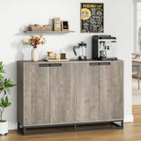 Garvee 55" Modern Wood Sideboard Buffet Cabinet with 4 Doors and Adjustable Shelves for Kitchen, Grey - Grey