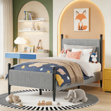 Garvee Twin Size Upholstered Bed Frame - with Velvet Headboard, Soft Corduroy Fabric Platform with Wooden Slats Support & Heavy Duty Feet, No Box Spring Needed, Noise Free, Easy Assembly, Grey - Gray