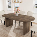 Garvee 3-Piece Oval Dining Table Set – 63'' Brown Solid Wood Table with 2 Upholstered High Back Chairs – Modern Dining Room & Kitchen Furniture – Beige Chairs – 1600 Brown + 2PCS Beige - Brown+Beige