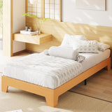 Garvee Twin Wooden Platform Bed Frame with Wood Slats, Noise-Free & Easy Assembly, Minimalist Design, Underbed Storage, No Box Spring Needed, Bedroom - Pine