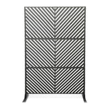 Garvee 75" × 48" Outdoor Privacy Screen, Freestanding Powder-Coated Steel Fence Panel with Stable Legs for Patio, Garden, Balcony, Yard and Pool, Black Down Arrow Pattern - Black