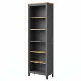 Garvee 6-Tier Tall Bookshelf, 70.3 in Open Shelf Bookcase - Wooden Floor Standing Storage & Display Shelving Unit - Narrow Organizer for Home Office/Living Room - Dark Gray Wood - Dark Gray & Wood Color