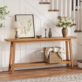 Garvee 70.9 Inch Console Table for Entryway, Extra Long 2-Tier Narrow Sofa Table Behind Couch, Industrial Farmhouse Entry Table for Living Room, Hallway, Foyer, Natural - Natural