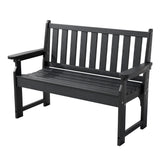 Garvee 50" HDPE Outdoor Park Bench, 2-Person Weatherproof Garden Bench, Heavy Duty Patio Seating, Black - Black