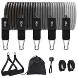 Garvee 5 Levels Stackable Resistance Bands Set - Gradient Gray TPE Tubes 20-60LB up to 200LB with Handles, Door Anchor & Ankle Straps for Full Body Workout - Gradient Gray 2
