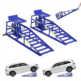 Garvee 2PC Hydraulic Car Ramps with Wheels - 5T/11,050 lbs Capacity, 9"-14.2" Lifting Range, Heavy-Duty Car Lift Ramps with Night-Reflective Stickers for Home and Garage, Blue