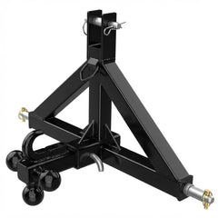 Garvee 3 Point Trailer Hitch 2" Receiver with Towing Ball & Hook Heavy Duty Cat.1 Steel Quick Hitch Attachment for Kubota Subcompact Tractor Farm Use - Black
