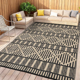 Garvee Reversible Outdoor Rug - Black Brown Waterproof Plastic Straw Mat - Collapsible, Easy Clean, Non-Shedding - 8x10ft Large Carpet for Patio, Garden, RV, Black Brown - Black Coffee